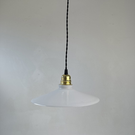 Antieke hanglamp wit opaline 25 cm