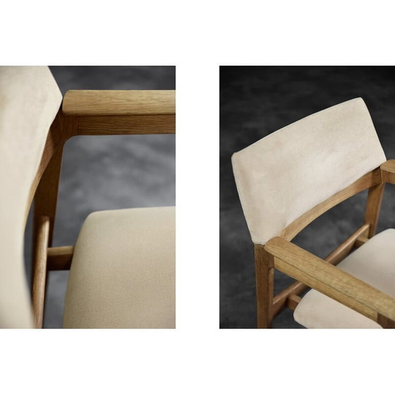 Image 1 of Scandinavische eikenhouten fauteuil met Alcantara stof, 1960