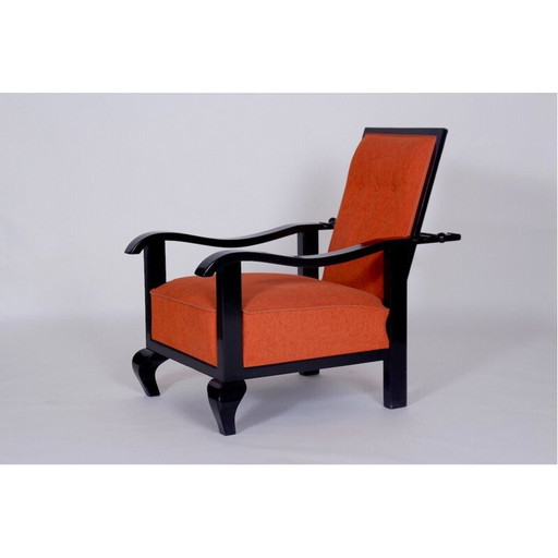 Vintage verstelbare beukenhouten fauteuil, Tsjecho-Slowakije 1920