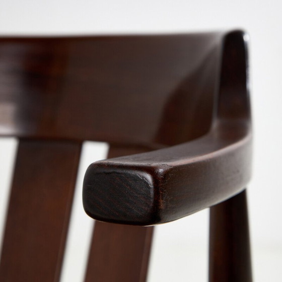 Image 1 of Vintage fauteuils in gelakt massief beuken en leer voor Gemla Möbler, Zweden 1980