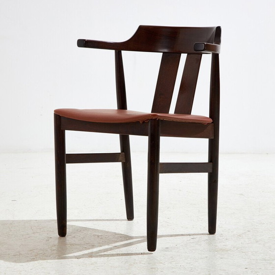 Image 1 of Vintage fauteuils in gelakt massief beuken en leer voor Gemla Möbler, Zweden 1980