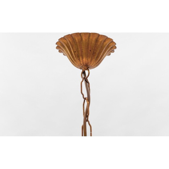 Image 1 of Vintage gouden bloem plafondlamp van Hans Kögl, Duitsland 1970