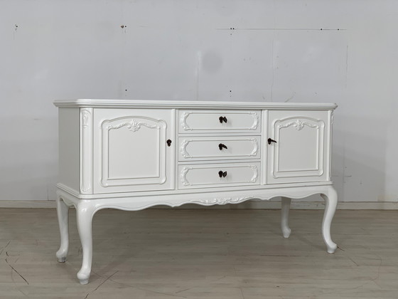 Image 1 of Witte chippendale buffetkast ladekast vintage