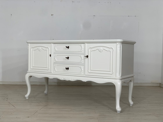 Image 1 of Witte chippendale buffetkast ladekast vintage