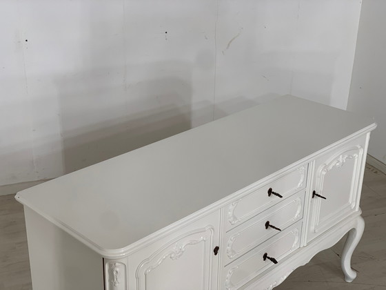 Image 1 of Witte chippendale buffetkast ladekast vintage