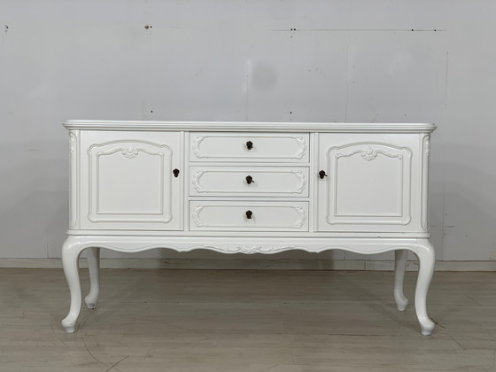 Image 1 of Witte chippendale buffetkast ladekast vintage