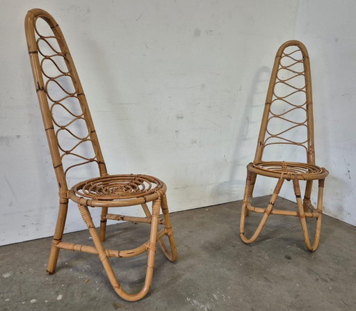 Vintage Rotan Highback Stoelen