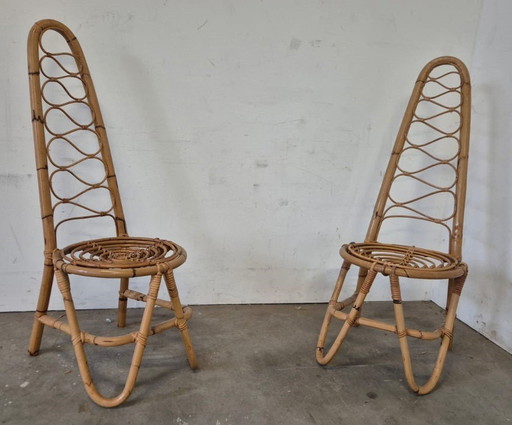 Vintage Rotan Highback Stoelen