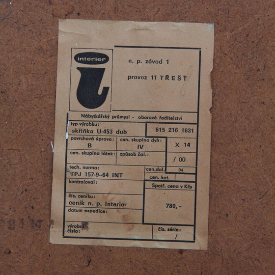 Image 1 of Vintage houten ladekast model U-453 van Jiri Jiroutek voor Interier Praha, Tsjecho-Slowakije 1960