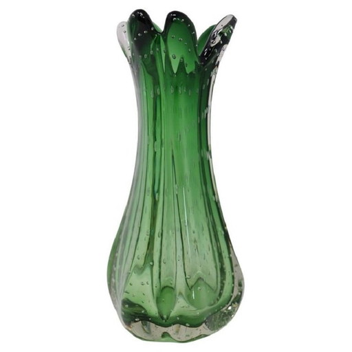 Murano glazen groene vaas, 1960S