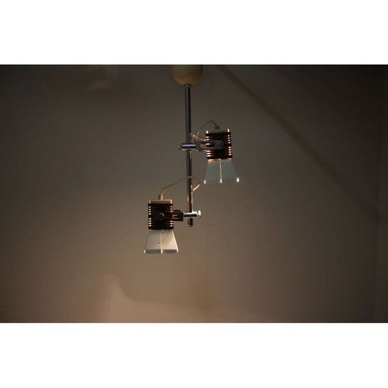 Image 1 of Vintage metalen kroonluchter van Lidokov, Tsjecho-Slowakije 1960