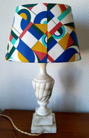 Vintage Albasten Lamp Met Abstracte Kap