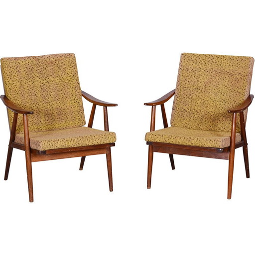 Paar mid-century beukenhouten fauteuils van Úluv, Tsjechië 1960