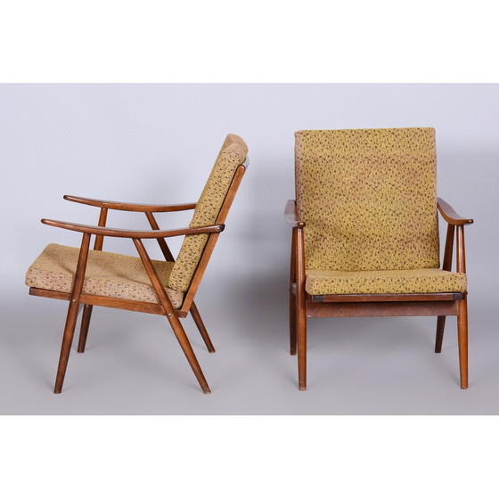 Image 1 of Paar mid-century beukenhouten fauteuils van Úluv, Tsjechië 1960