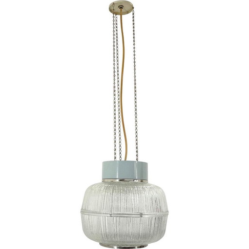 Vintage glazen en metalen hanglamp, Tsjecho-Slowakije 1960