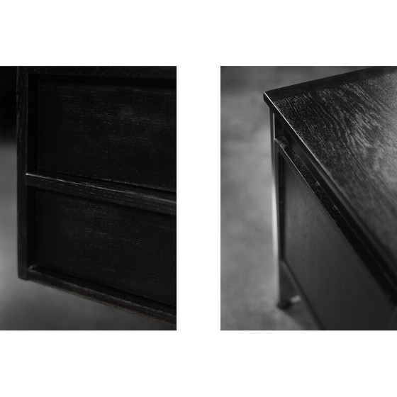 Image 1 of Vintage zwart eiken en chromen bureau, Denemarken 1970