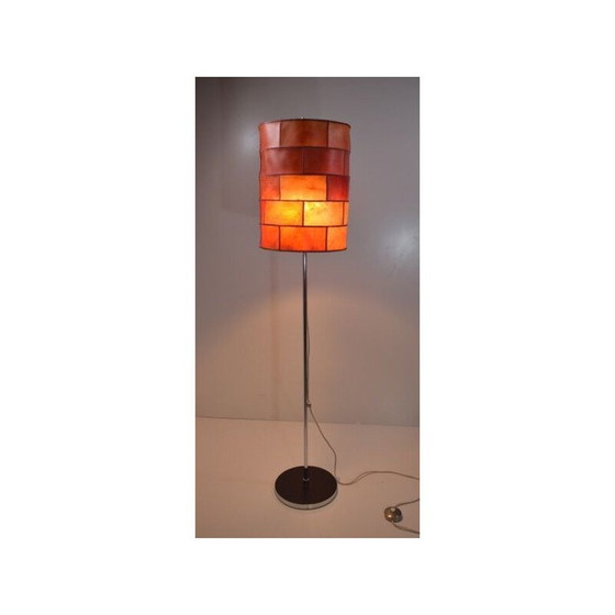 Image 1 of Vintage chromen en lederen patchwork vloerlamp 1970