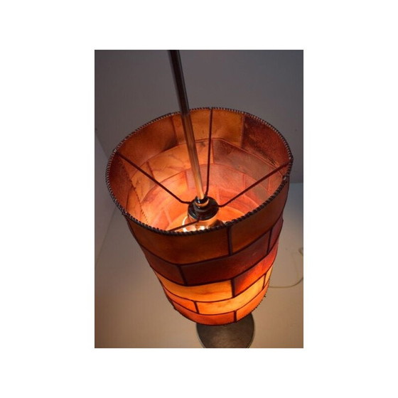 Image 1 of Vintage chromen en lederen patchwork vloerlamp 1970