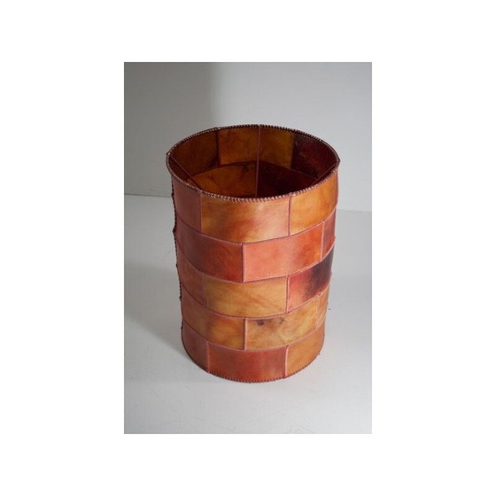 Image 1 of Vintage chromen en lederen patchwork vloerlamp 1970