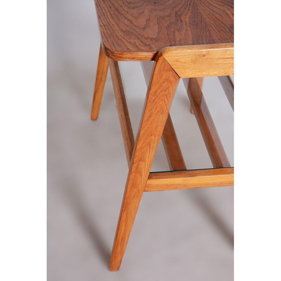 Image 1 of Vintage Bauhaus consoletafel van eikenhout en glas, Tsjechië 1950