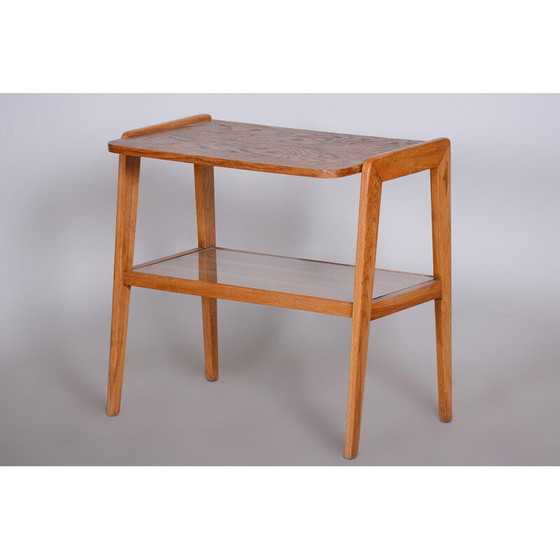 Image 1 of Vintage Bauhaus consoletafel van eikenhout en glas, Tsjechië 1950