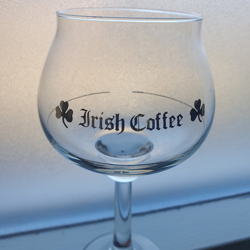 Irish Coffee Glazen Hoog Gouden Opdruk En Klaver Vintage