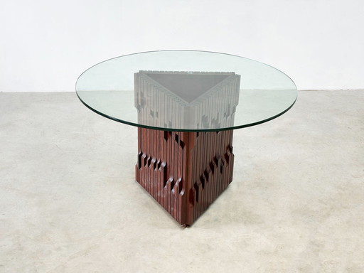 Luciano Frigerio sculpturale houten Barium eettafel