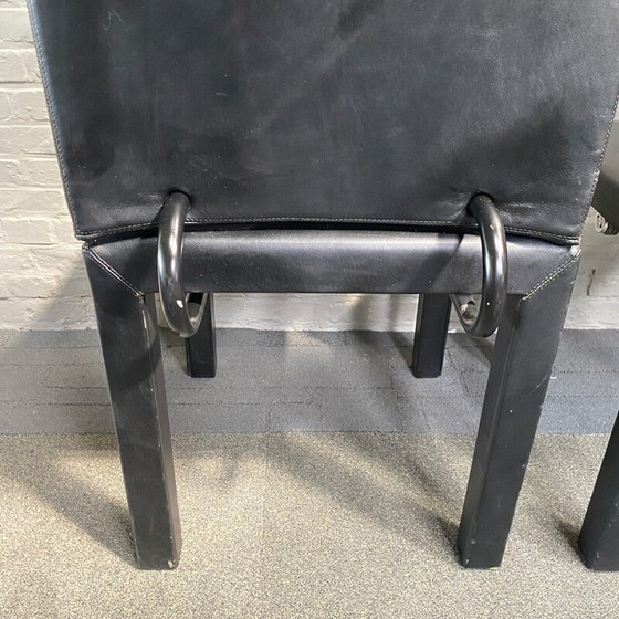 Image 1 of Paar vintage Arcalla stoelen in zwart leer van Paolo Piva voor B et B, Italië 1990