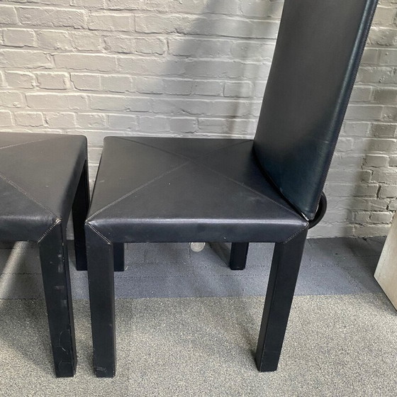 Image 1 of Paar vintage Arcalla stoelen in zwart leer van Paolo Piva voor B et B, Italië 1990