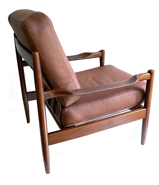 Image 1 of 2x Vintage Deense Modern stoelen, teak en Leer
