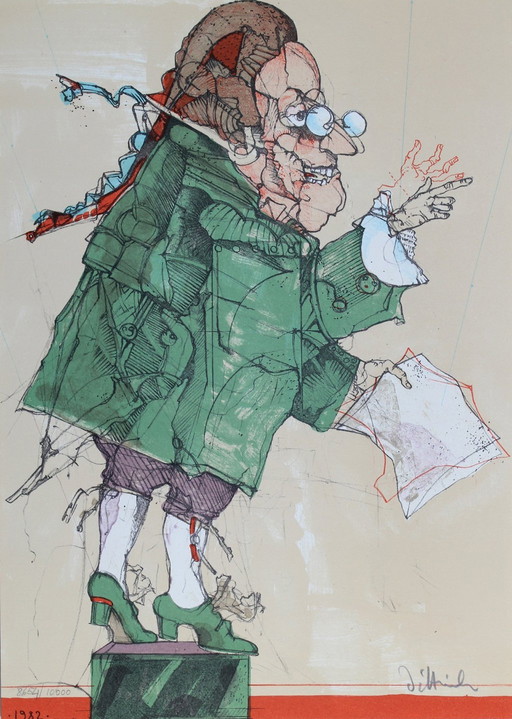 De Heer der Rechtvaardigheid Door Simon Dittrich - 1982 Gesigneerde Litho