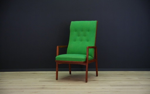 Teak groene fauteuil, Deens ontwerp, 1970S, Productie: Denemarken