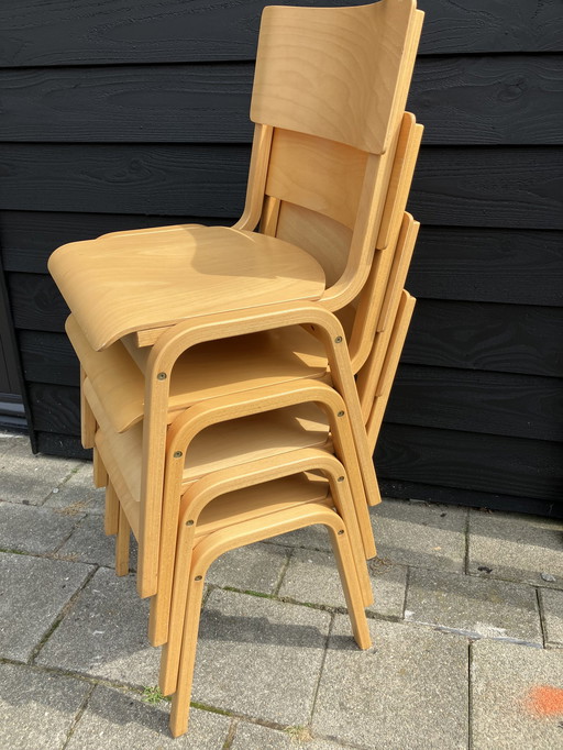 4X Bentwood/ Plywood Eetkamerstoelen