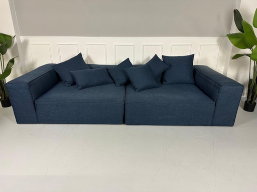 Bolia Cosima Sofa Designer Blauw Stoffen Bank Groot Hoek + Voetenbankje