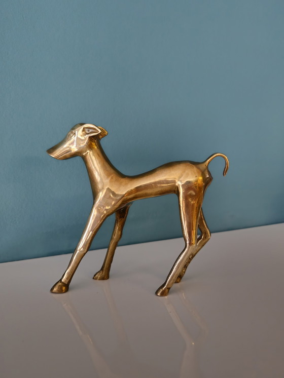 Image 1 of Vintage Messing Duitse Dog Hond Hondje Beeld Beeldje