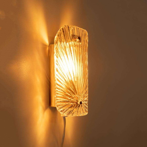 Image 1 of Vintage glazen wandlamp, Midcentury glass wall scone light