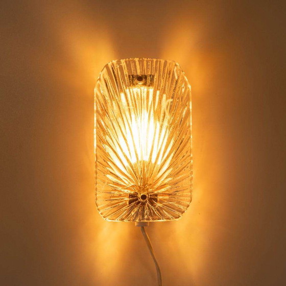 Image 1 of Vintage glazen wandlamp, Midcentury glass wall scone light