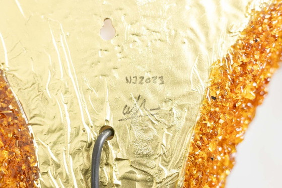 Image 1 of Paar wandlampen van amber en malachiet. Eigentijds werk.