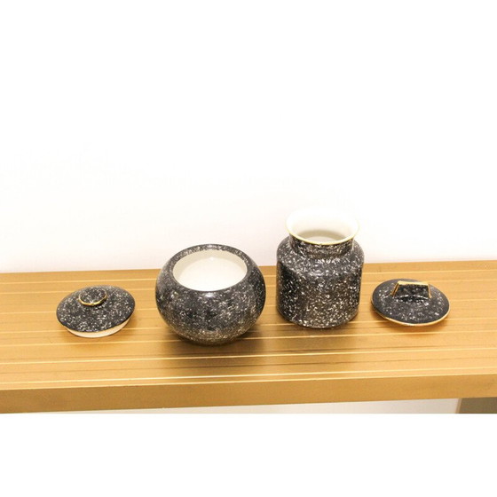 Image 1 of Paar vintage handbeschilderde keramieken vazen van Vicenza, Italië 1940