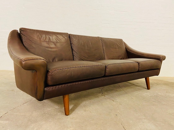 Image 1 of Vintage Deense Mid Century Retro Aage Christiansen (Matador) Leren Sofa 60S