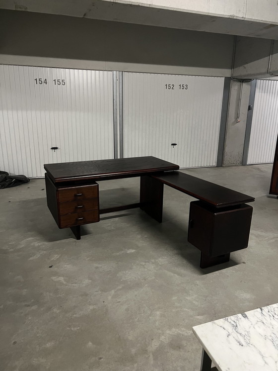 Image 1 of Vintage Mid Century Rosewood Kantoorset: Bureau + L-uitsparing + Dressoir + Vitrine