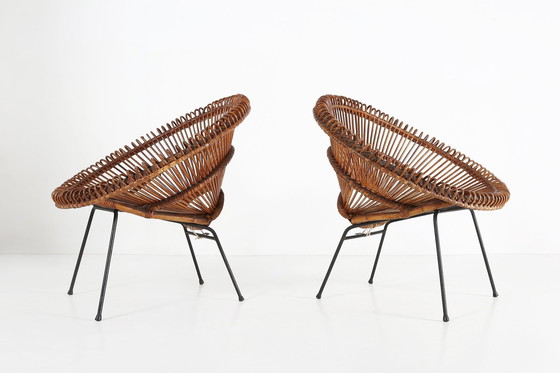 Image 1 of 2 rotan lounge fauteuils van Janine Abraham & Dirk Jan Rol, 1960S