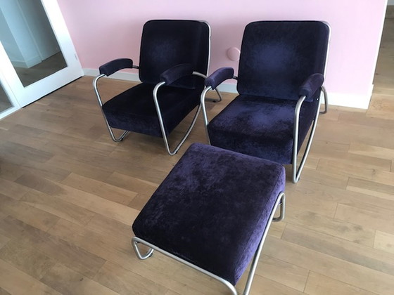 Image 1 of 2x Dijker 20 fauteuils + 1x hocker