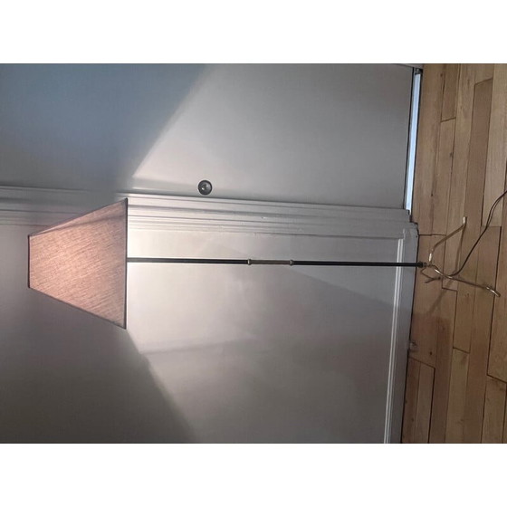 Image 1 of Vintage driepoot vloerlamp van zwart gelakt metaal en messing, jaren 1950