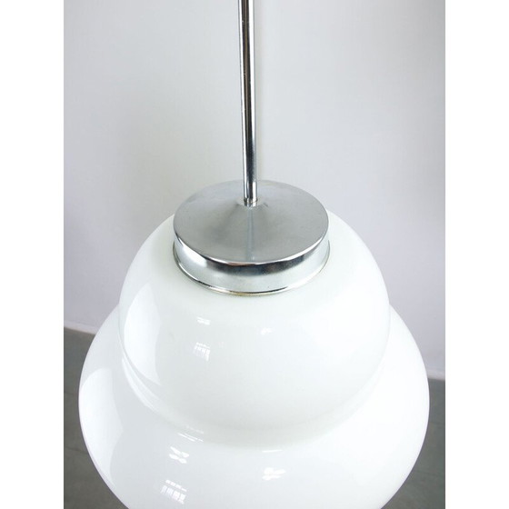 Image 1 of Vintage hanglamp in opaline en chroom