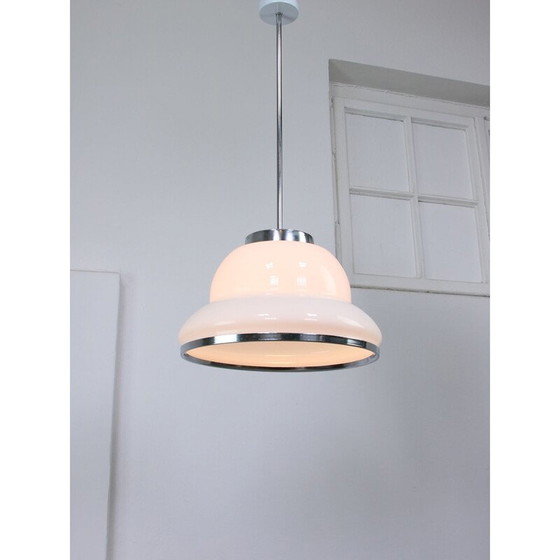 Image 1 of Vintage hanglamp in opaline en chroom