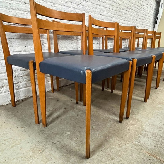 Image 1 of Thonet Eetkamerstoel - 12 Stuks - Hout - Blauw Skai