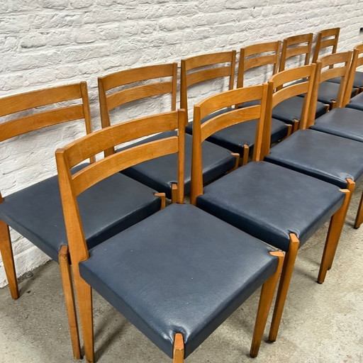 Thonet Eetkamerstoel - 12 Stuks - Hout - Blauw Skai