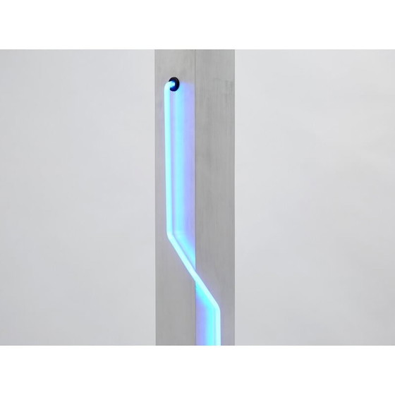 Image 1 of Vintage Neon blauwe stalen vloerlamp van Rudi Stern en Dan Chelsea voor Kovacs, 1983