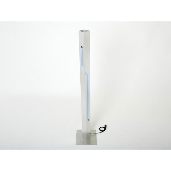 Image 1 of Vintage Neon blauwe stalen vloerlamp van Rudi Stern en Dan Chelsea voor Kovacs, 1983